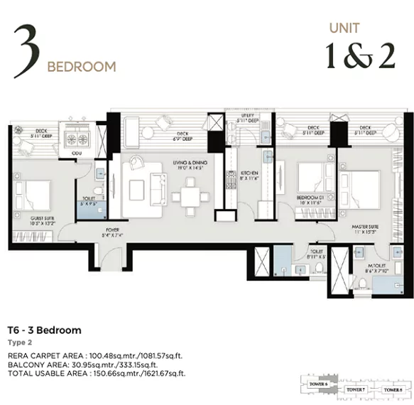 Adani Marq 3 BHK Floor Plan