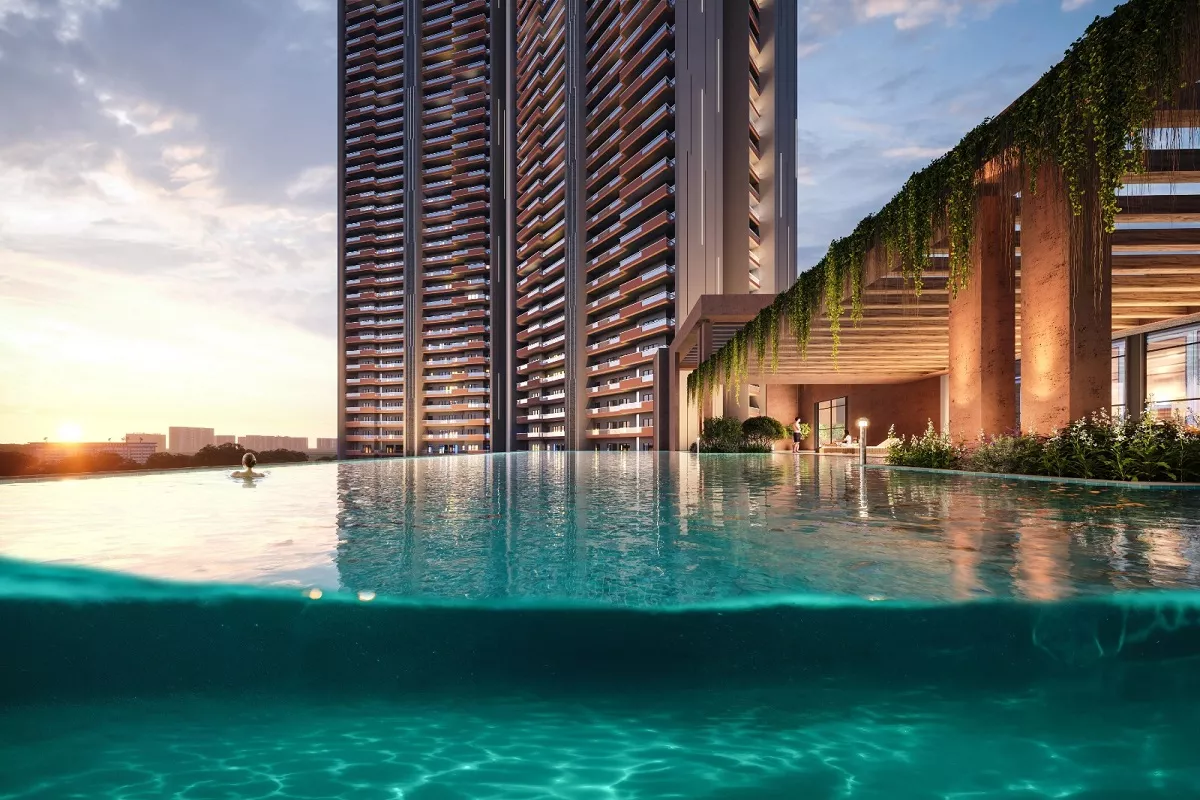 Infinity Pool with Residential Towers View Adani The Marq