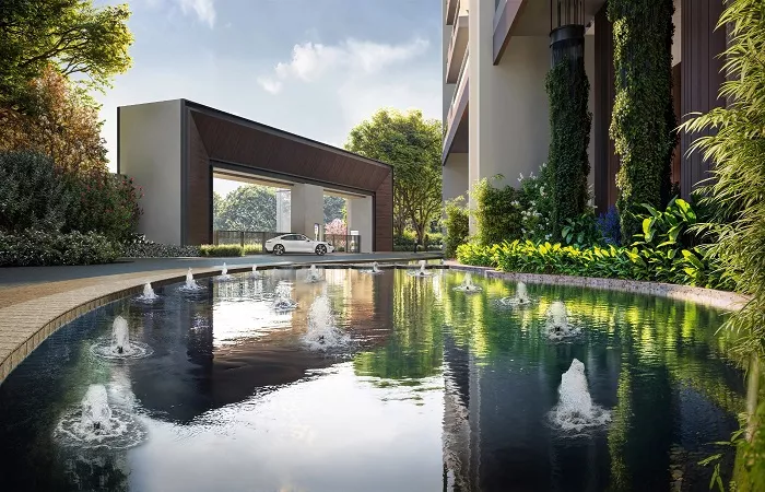 Reflective Water Feature with Landscape Design